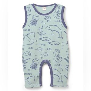 Tesa Babe Ocean Blue Romper/ Sizes Newborn - Infant / White Blue / NWT